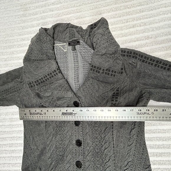 São Paulo Women’s Sweater Dark Gray Ruffle Collar Cardigan Size 10 Casual - Picture 7 of 9